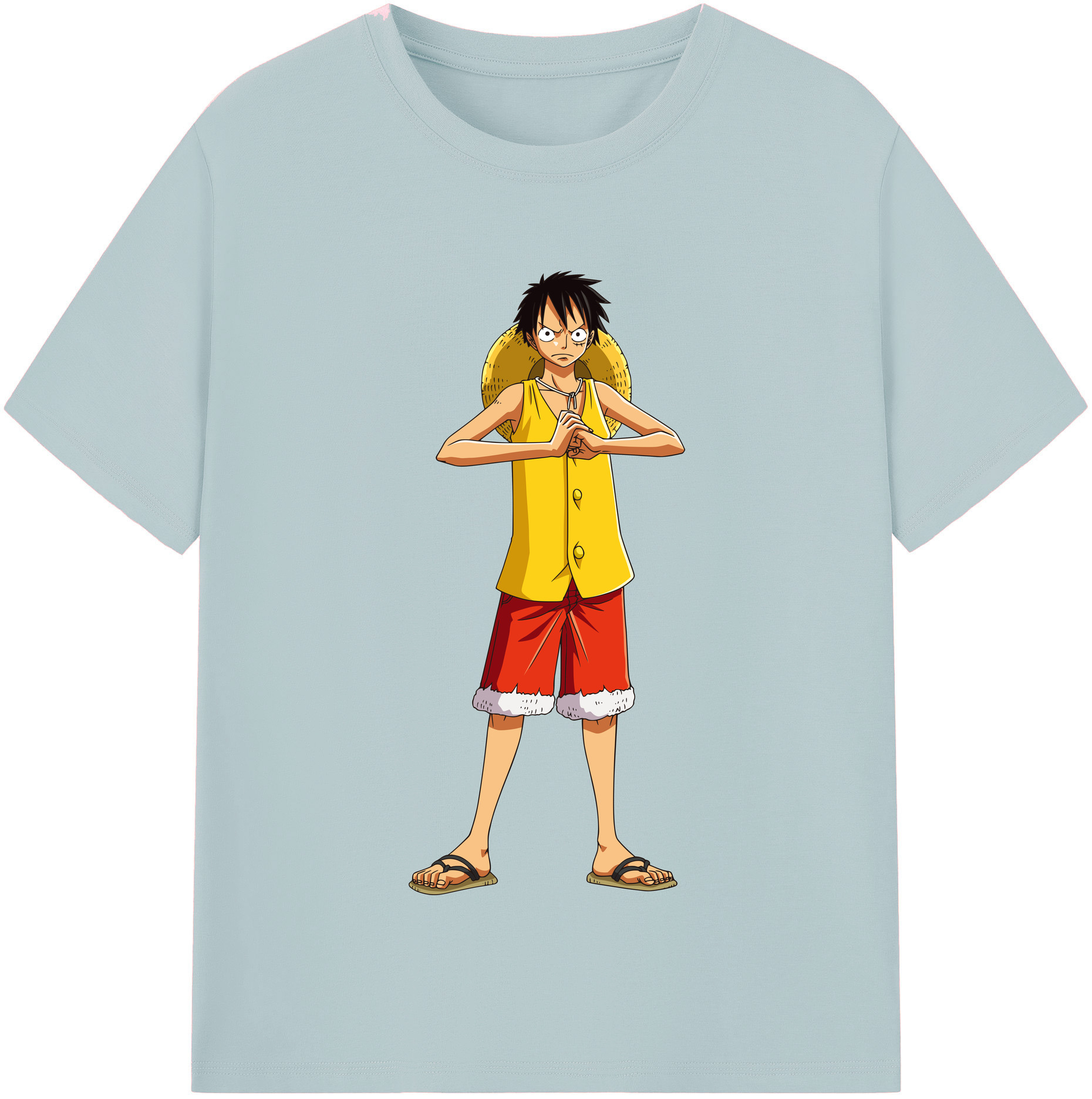 ワンピース モンキー・D・ルフィ ONE PIECE Monkey D. Luffy 綿100％半袖Tシャツ（フロントプリント）